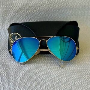 Ray Ban large aviator blue lense sunglasses
